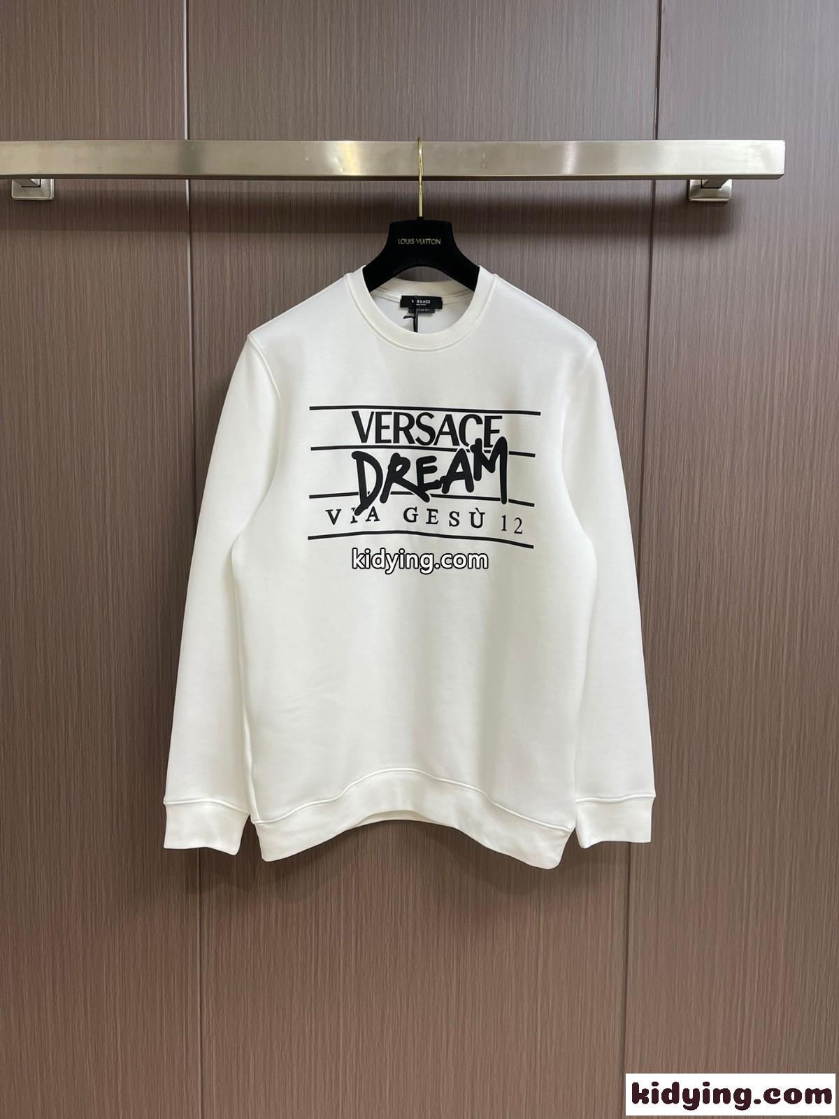 カジュアル ロゴ プリント スウェットシャツ ヴェルサーチェ Tシャツ コピー ホワイト-1