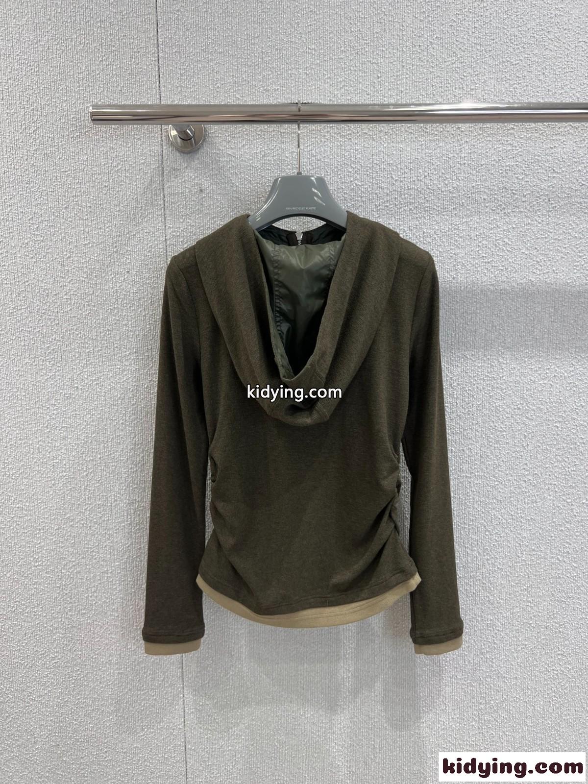 フェンミン カジュアル ハーフジップ トップス プラダ Tシャツ 偽物 グリーン-2
