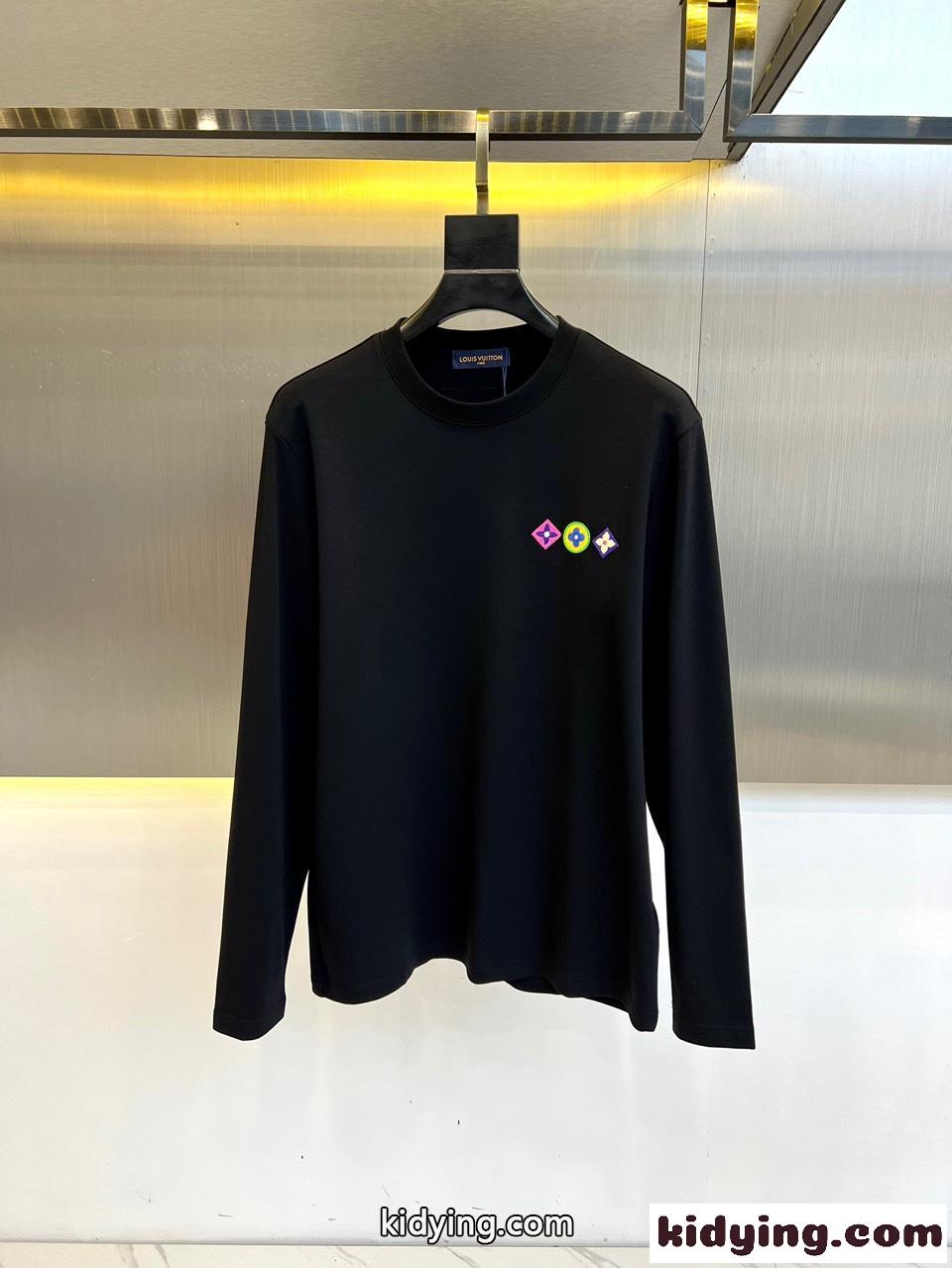 ベーシック 合わせやすい 快適 ルイヴィトン Tシャツ コピー 長袖Tシャツ ブラック-0