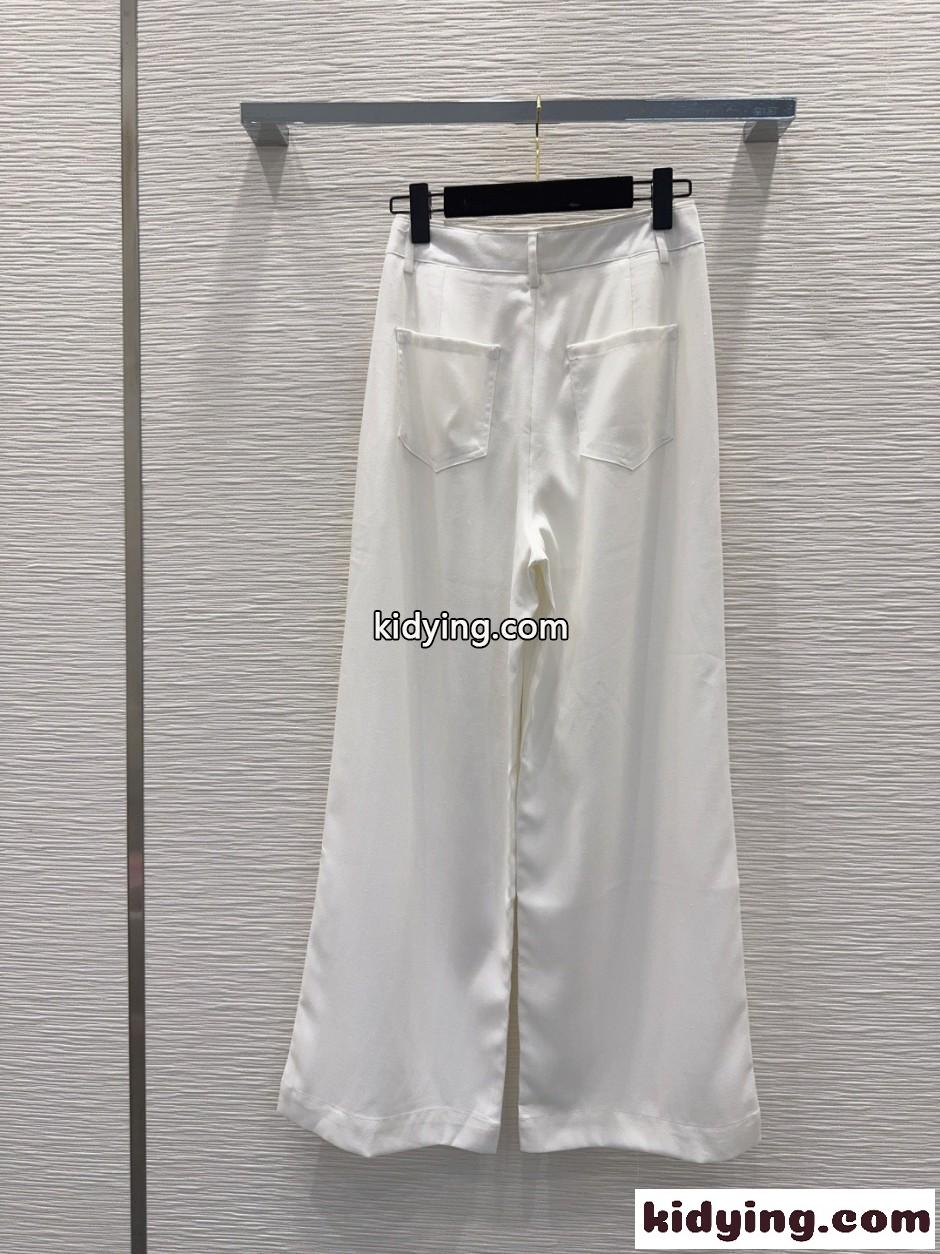 上品 カジュアル リネンパンツ シャネル パンツ コピー ホワイト-4