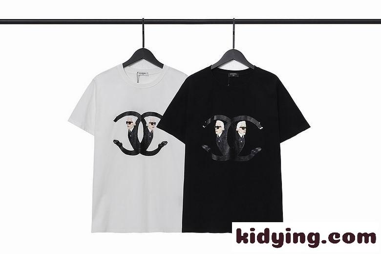 ゆったり プリント クルーネック 春夏 定番 半袖 シャネル tシャツ コピー コットン 着心地いい ホワイト ブラック-0