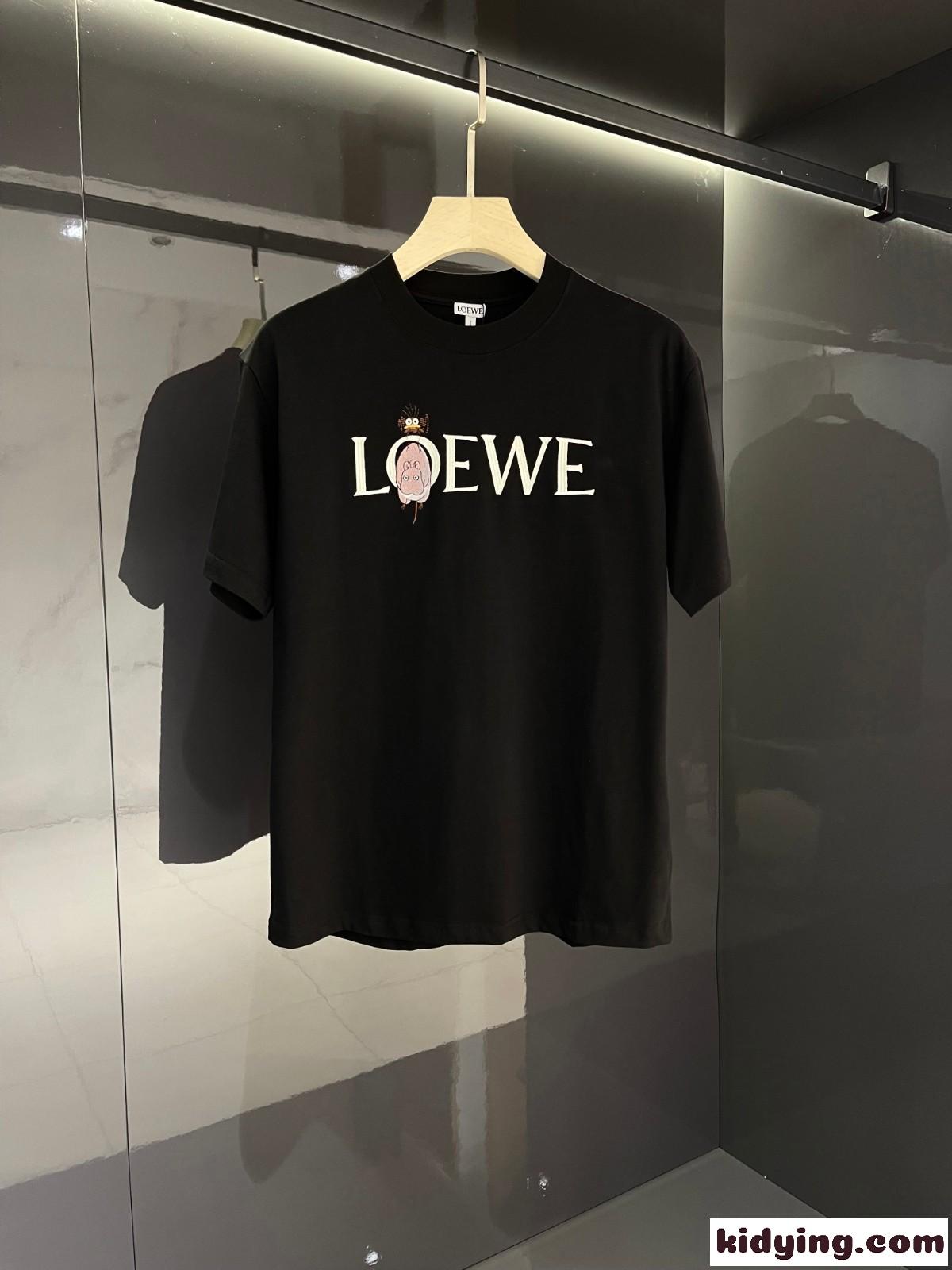 ロゴ 刺繍 メンズ トップス クルーネック ロエベ tシャツ コピー 半袖 コットン 着心地いい おしゃれ ホワイト ブラック-2