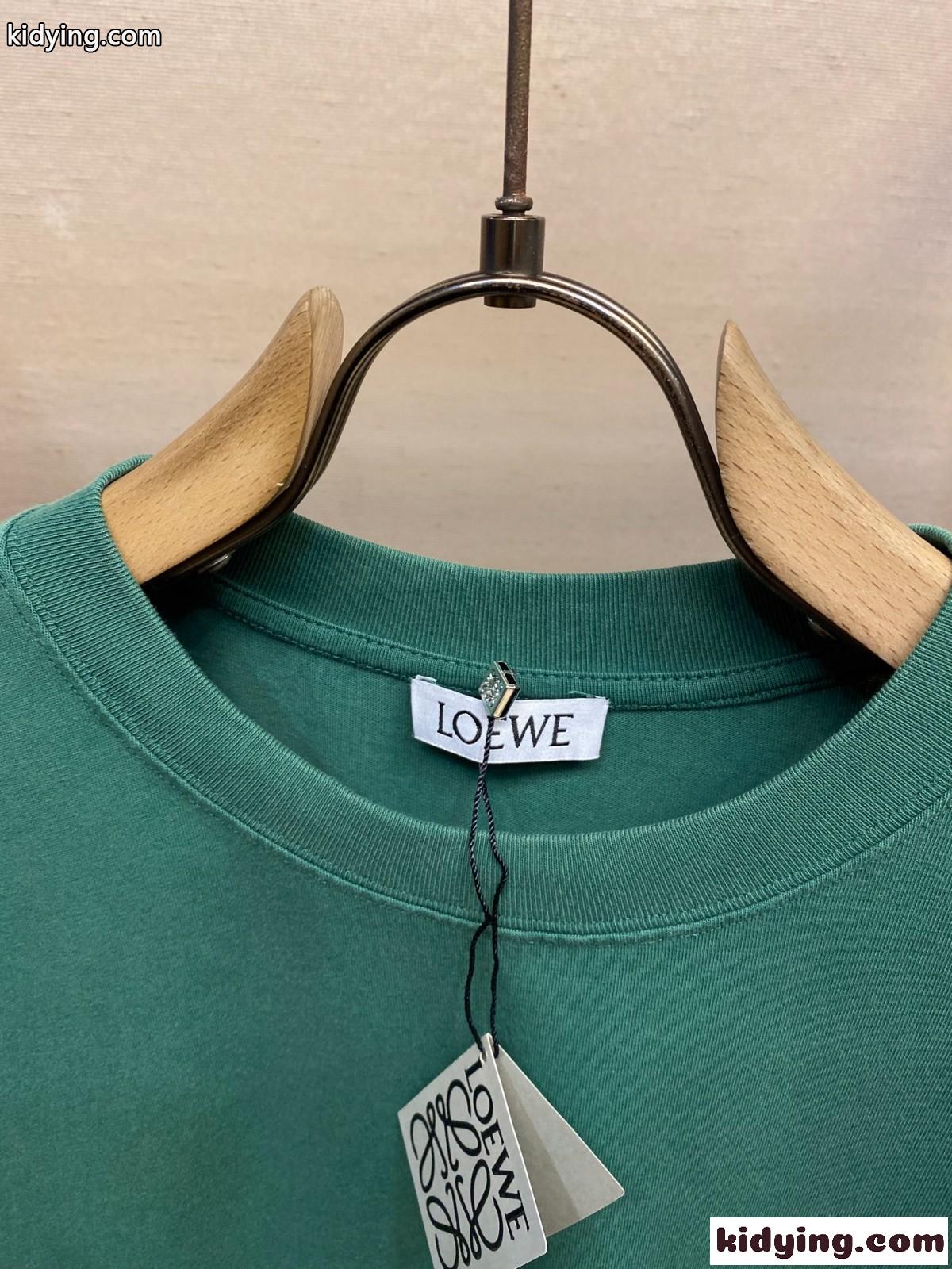 カジュアル ルーズフィット Tシャツ ロエベ Tシャツ コピー 半袖 トップス グリーン-2