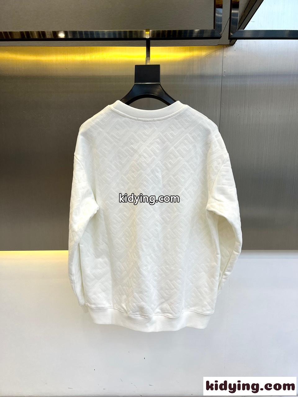 FFジャガード クルーネック フェンディ Tシャツ コピー スウェットシャツ ホワイト-5