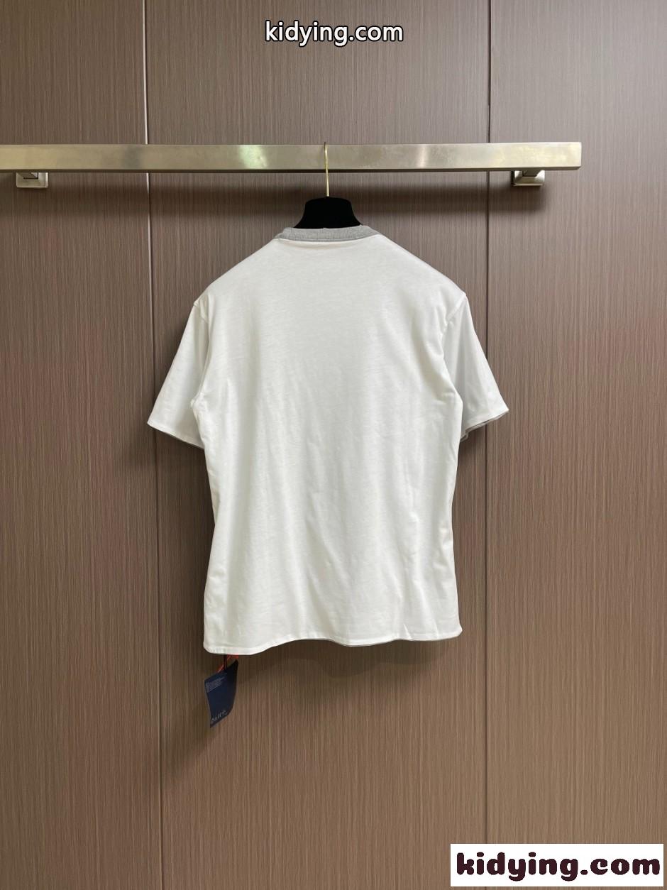 着回し 合わせやすい リバーシブル 半袖Tシャツ プラダ Tシャツ 偽物 グレー-0