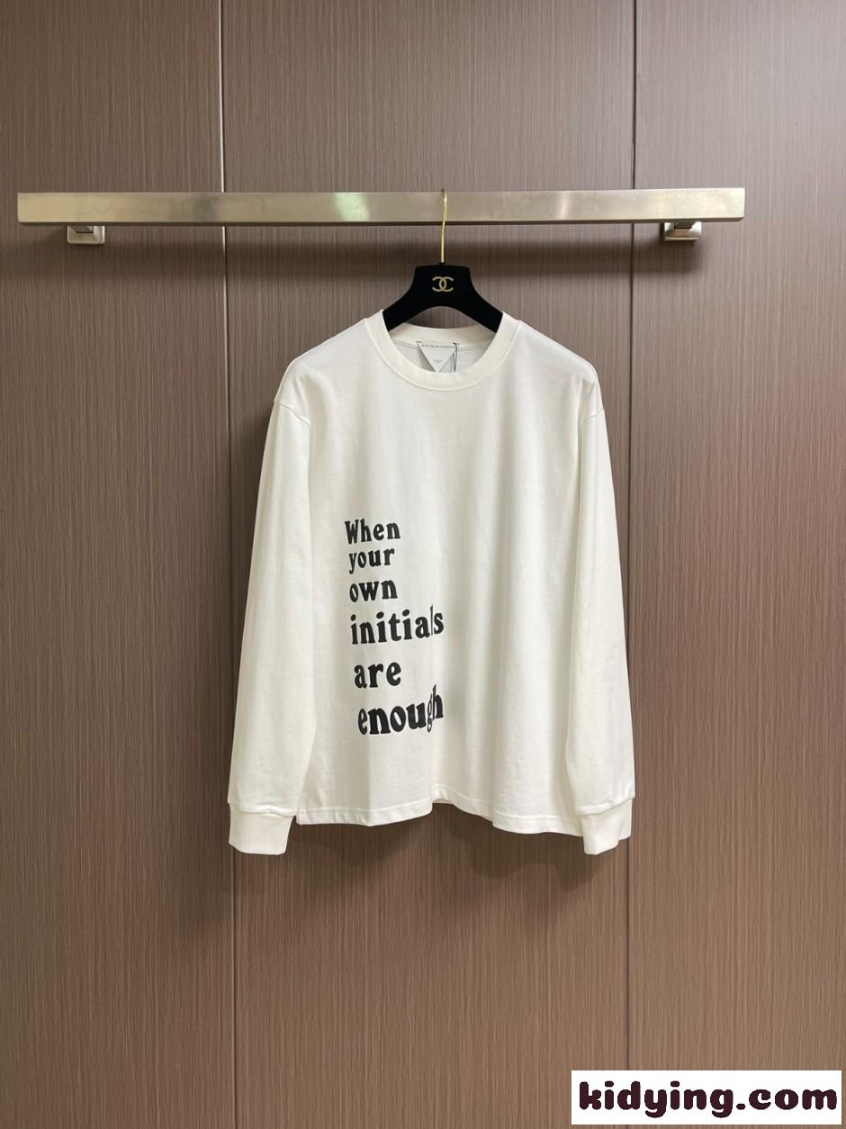 メッセージプリント ロングスリーブTシャツ ボッテガ・ヴェネタ Tシャツ コピー ホワイト-1