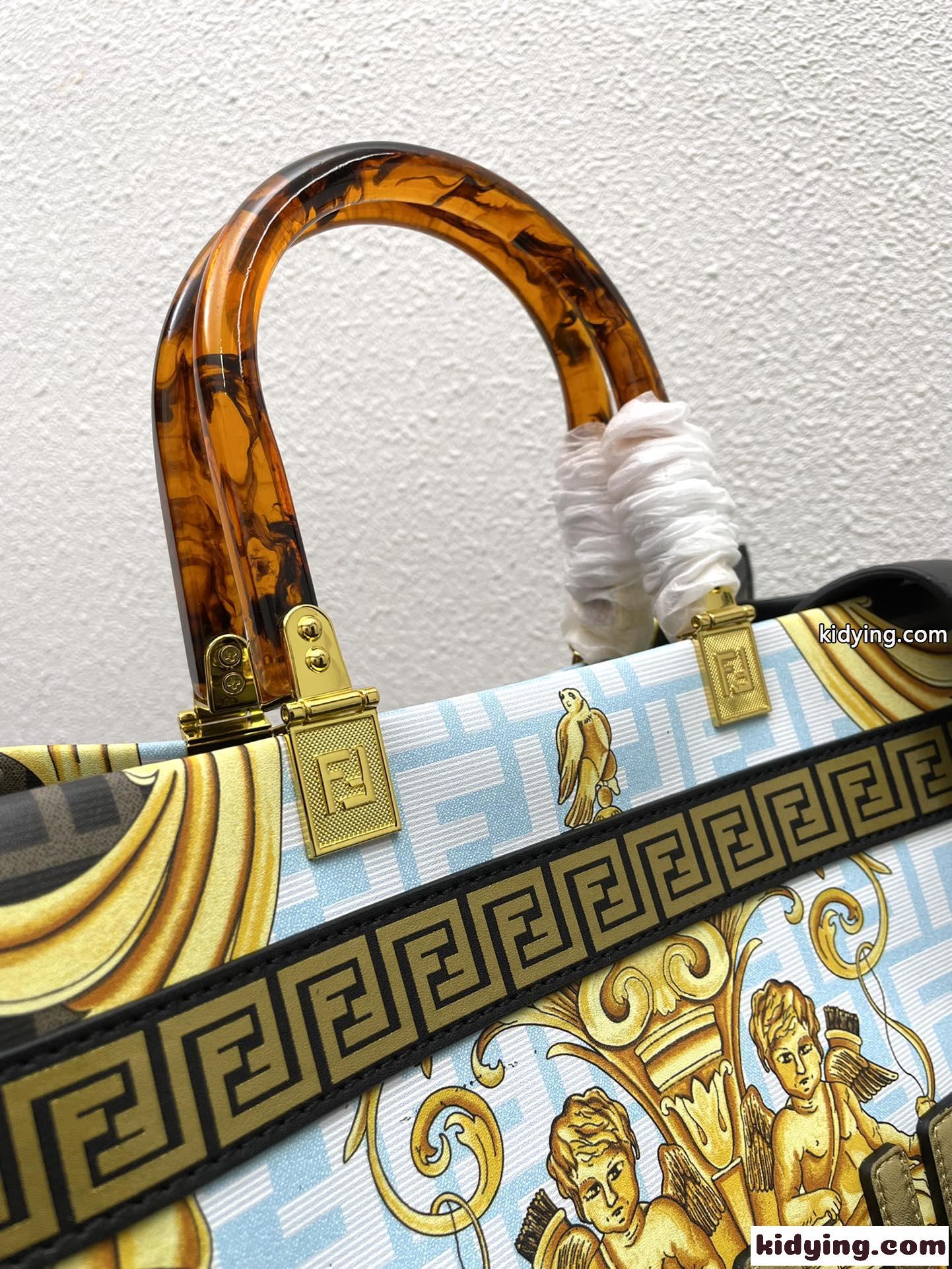 FENDI × VERSACE フェンディ バッグ 人気 コピー プリント 大容量 注目 おしゃれ トートバッグ-4