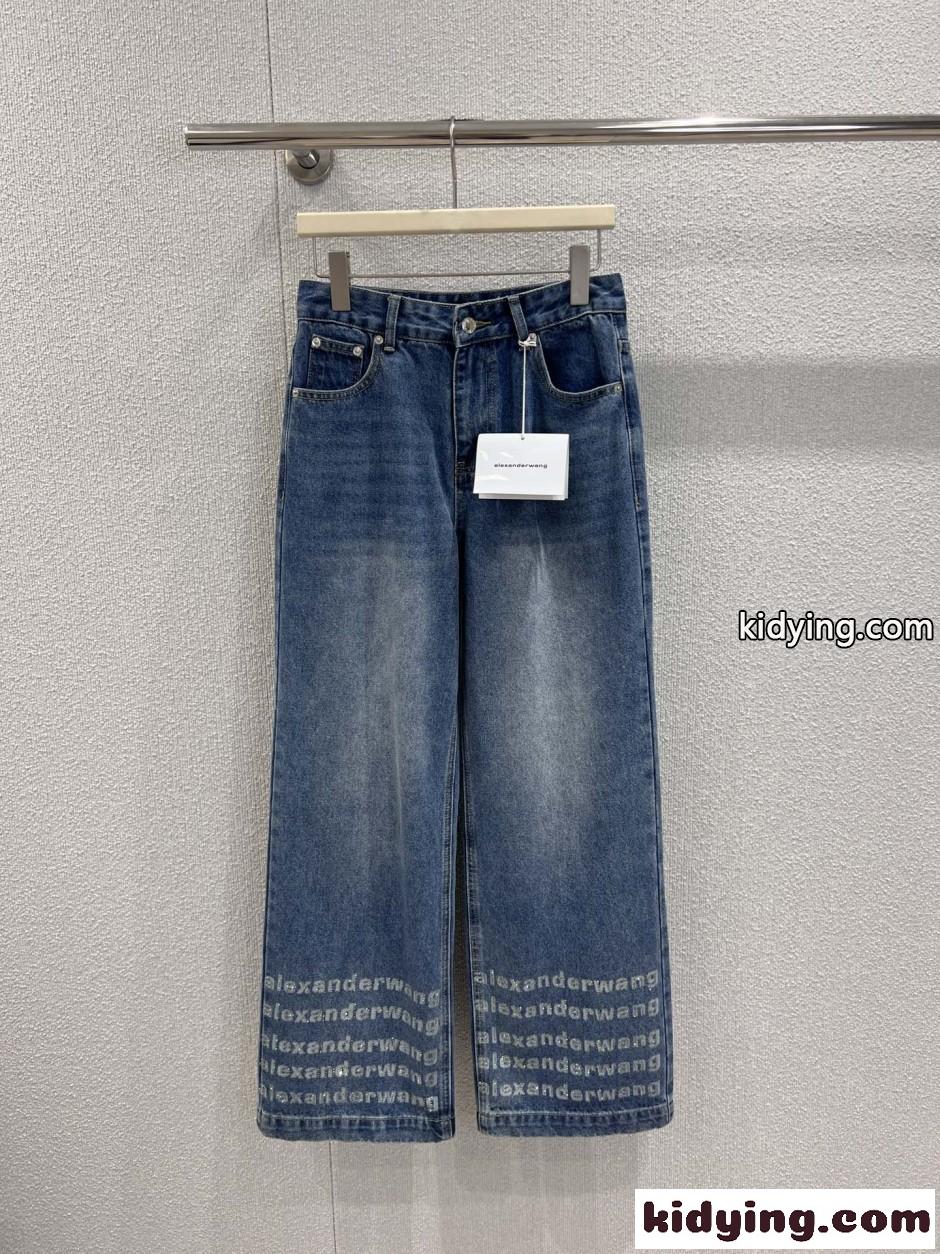 スタイリッシュ ラインストーンロゴ デニムパンツ アレキサンダーワング ジーンズ コピー-1