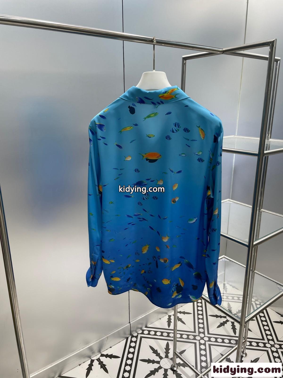 上品 カジュアル シルク アクアリウム シャツ ロエベ シャツ コピー ユニセックス-1