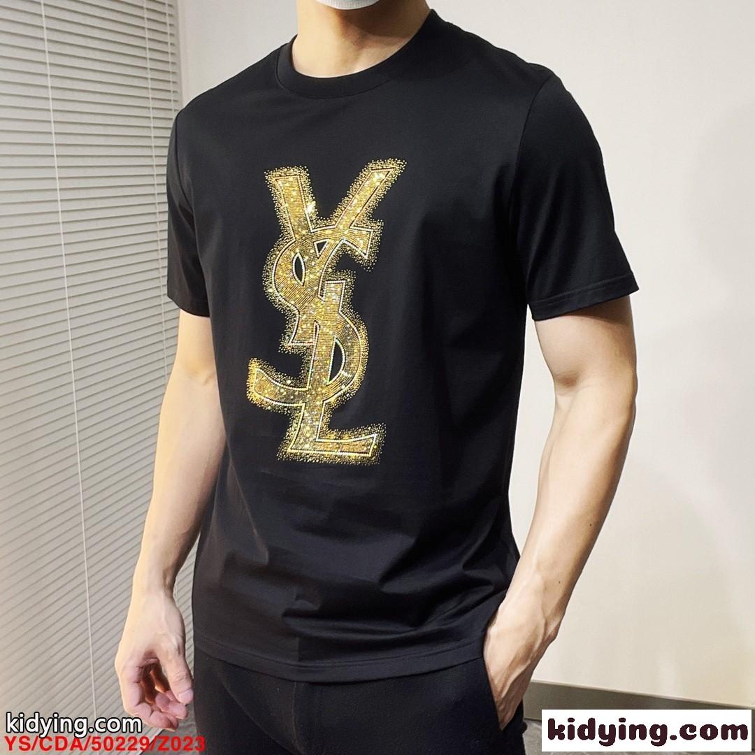カジュアル 合わせやすい イヴ・サンローラン Tシャツ コピー クルーネック 半袖-3