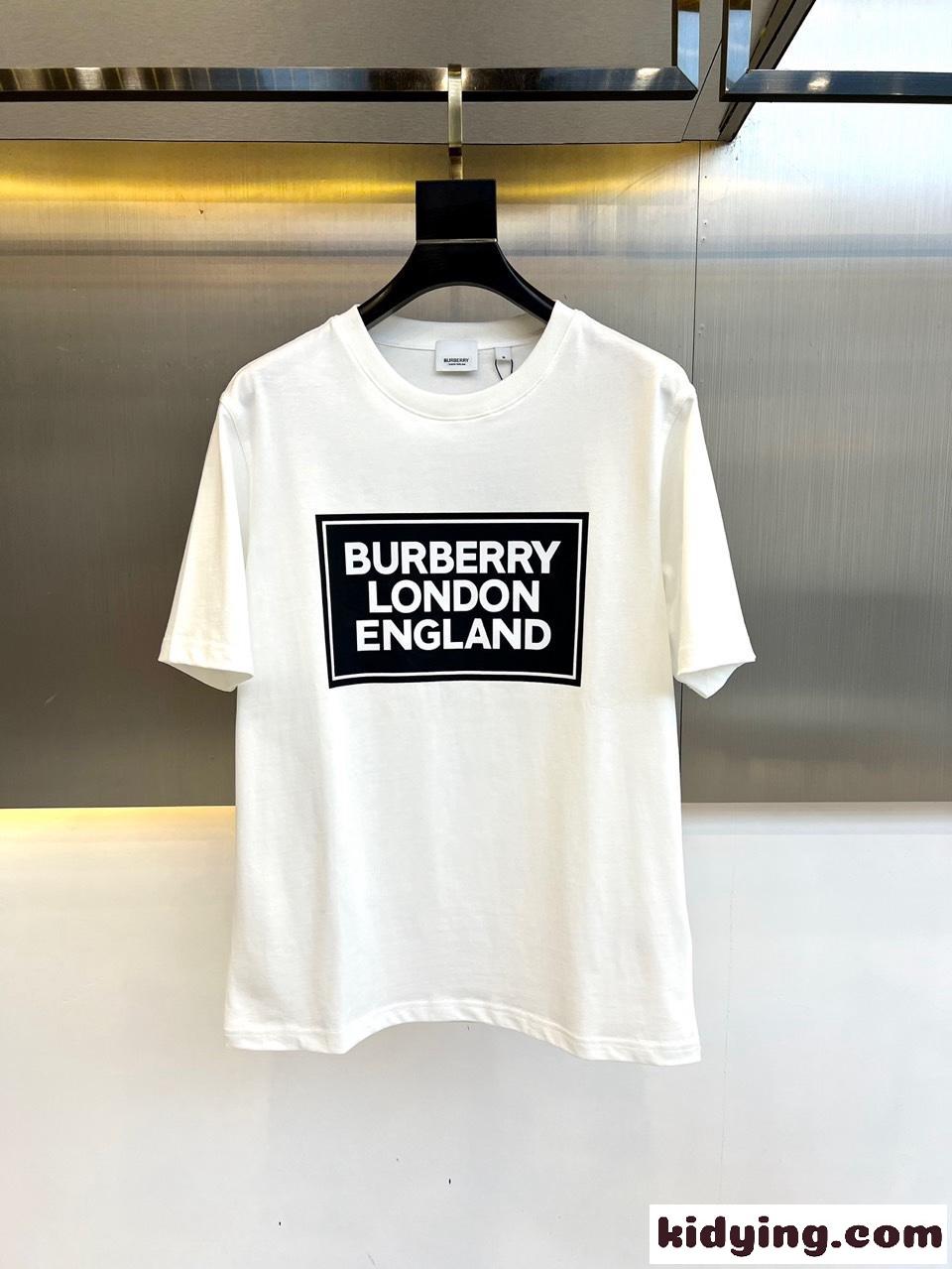 カジュアル ロゴプリント クルーネック バーバリー 半袖Tシャツ コピー ホワイト-1