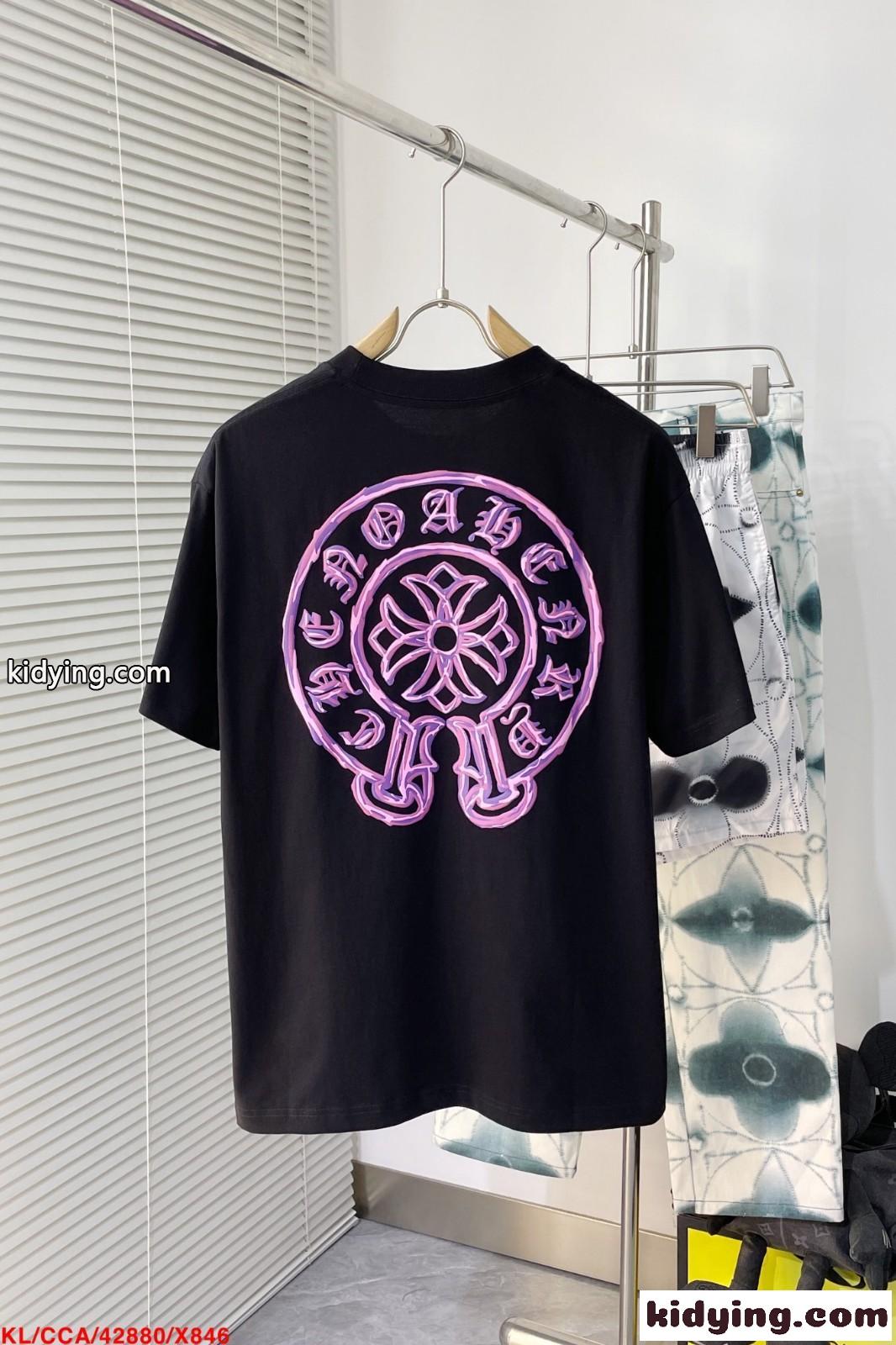 メンズ 着心地いい シンプル 着回し クロムハーツ Tシャツ コピー コットン 半袖Tシャツ-2