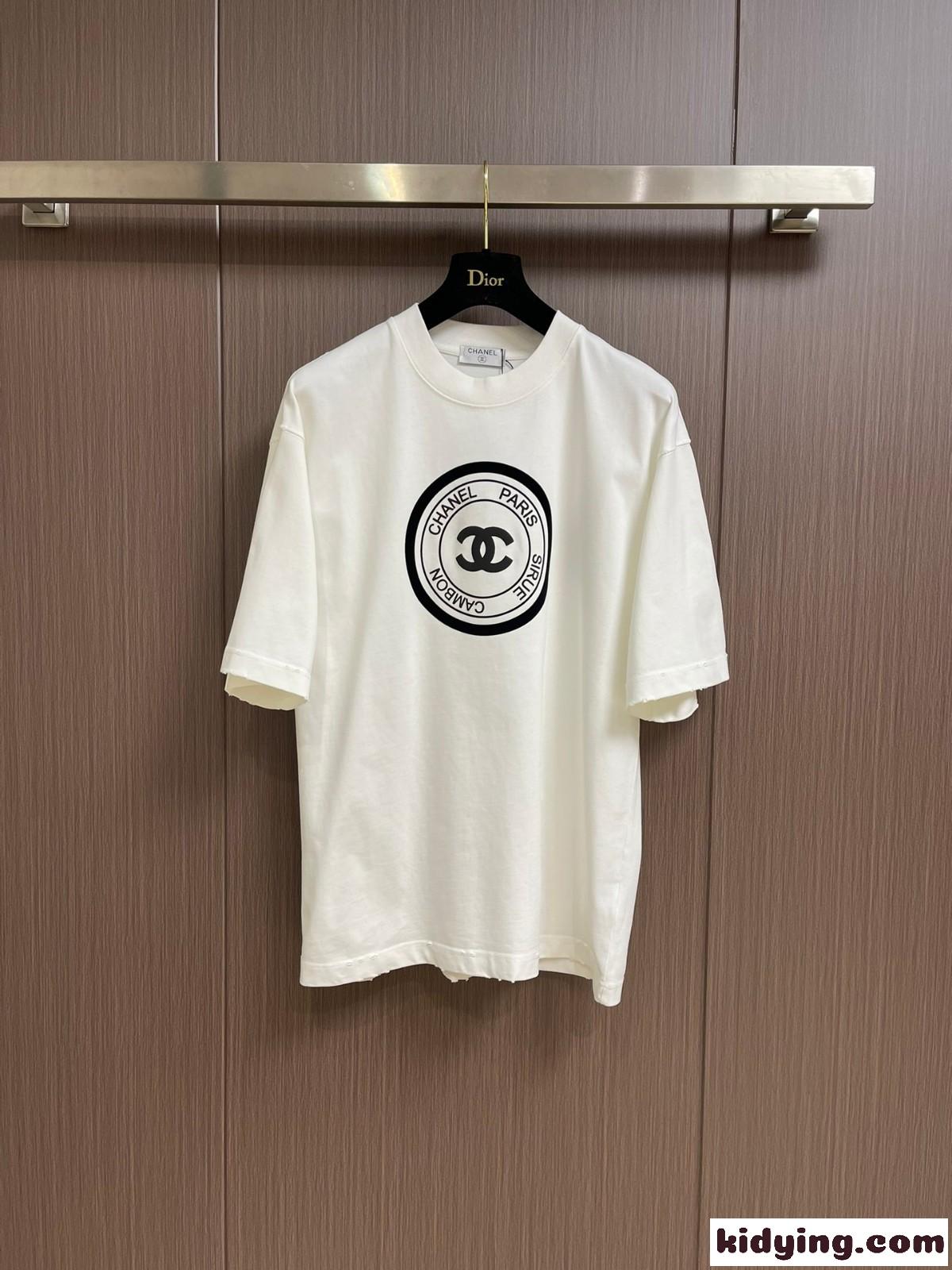 カジュアル 快適 コットンジャージー 半袖Tシャツ シャネル Tシャツ 偽物 ホワイト-1