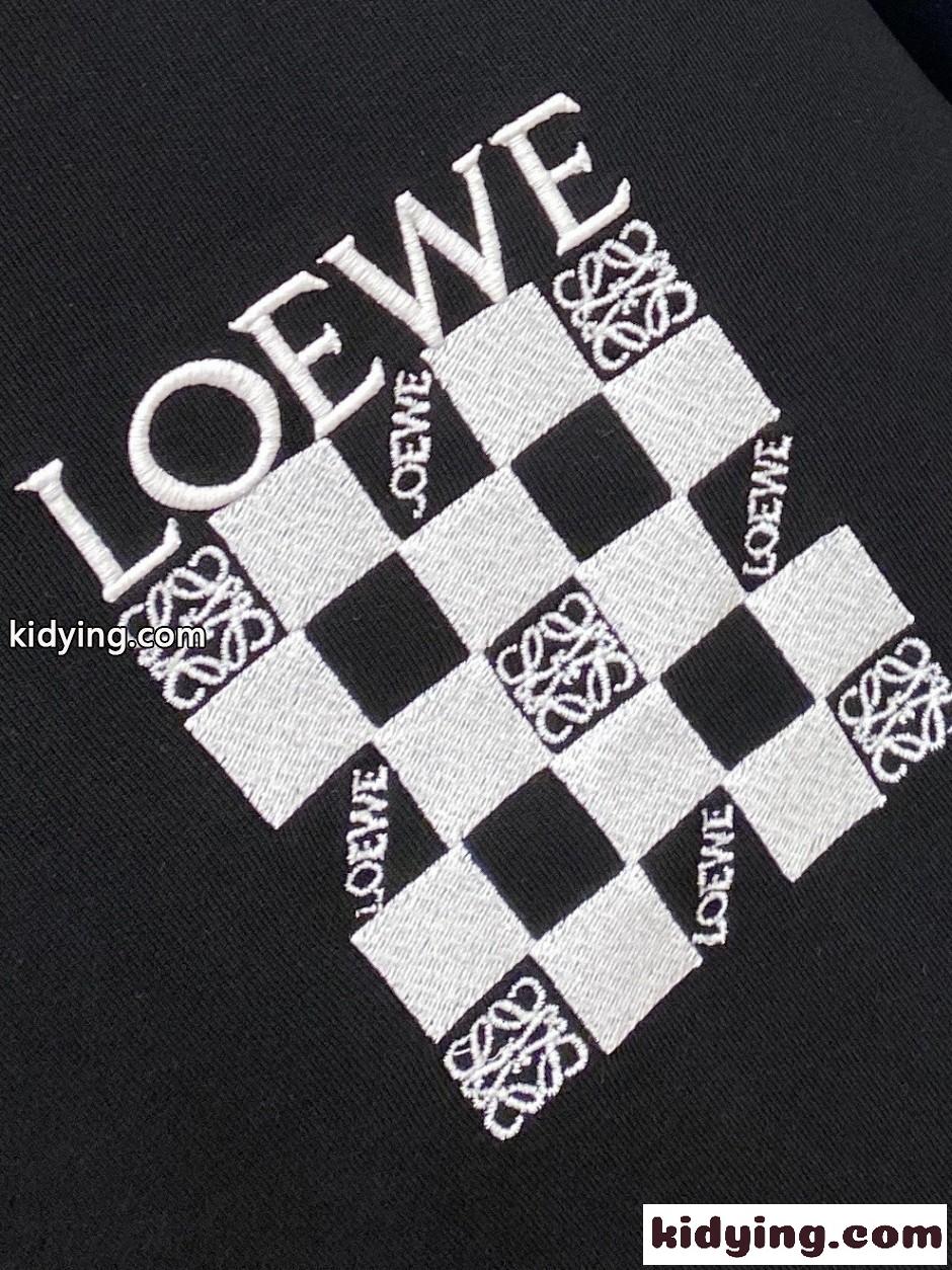 カジュアル ロゴ刺繍 コットン フーディー ロエベ パーカー 偽物 ブラック-2
