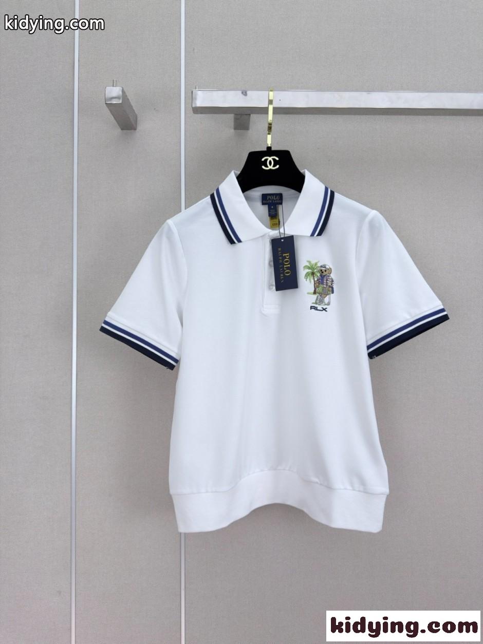 カジュアル 可愛い ポロベア コットン ポロシャツ ラルフローレン Tシャツ 偽物 ホワイト-0