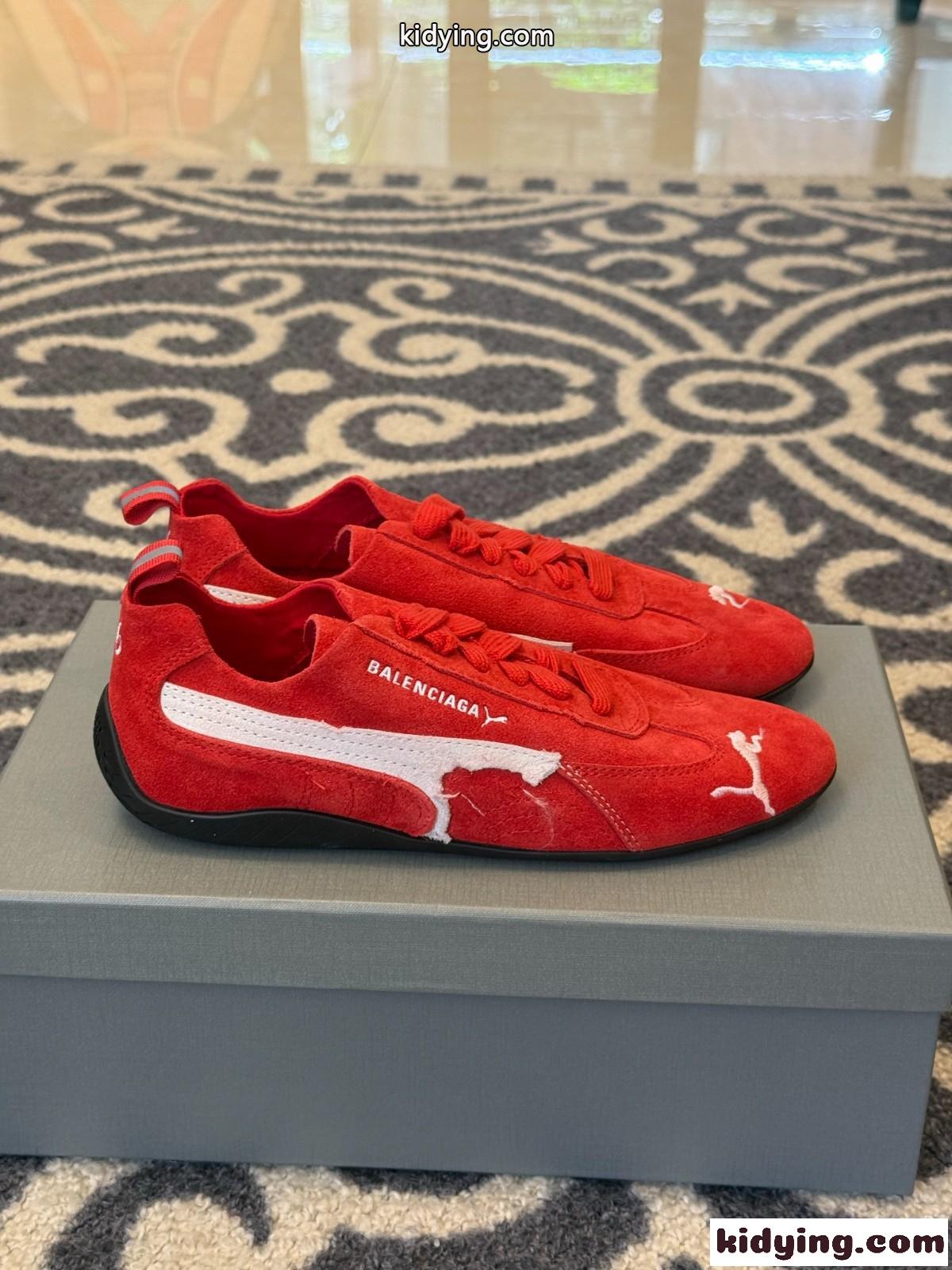 BALENCIAGA × PUMA スエード スピードキャット スニーカー スーパーコピー レッド-0