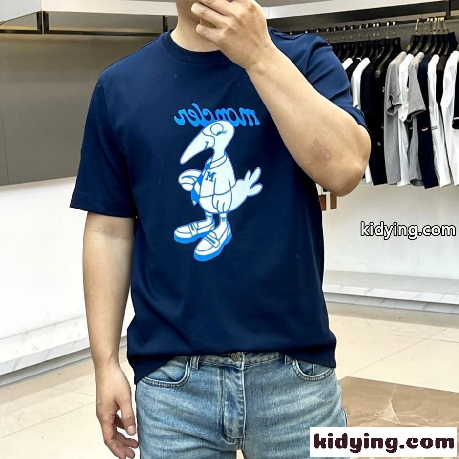 遊び心あふれる プリント 半袖Tシャツ モンクレール Tシャツ 偽物 ネイビー-2