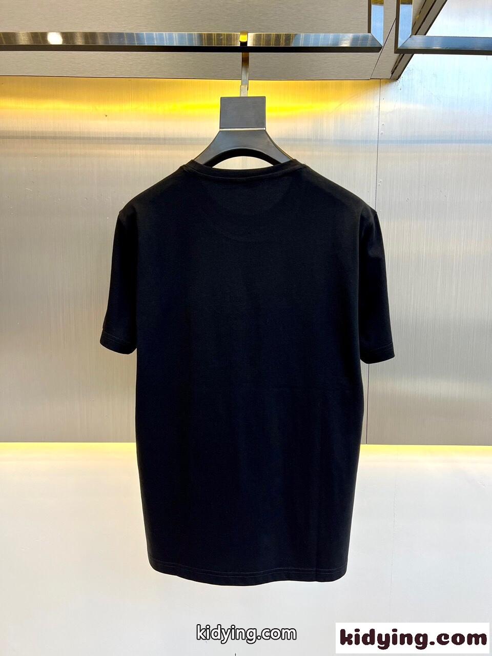ベーシック 着回し ロゴ クルーネック プラダ Tシャツ コピー メンズ 半袖 トップス ブラック-4
