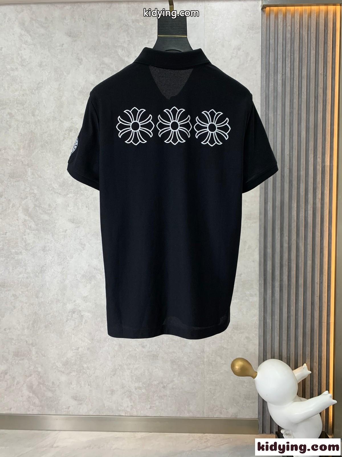 ベーシック カジュアル 半袖 ポロシャツ クロムハーツ Tシャツ コピー コットンピケ-2