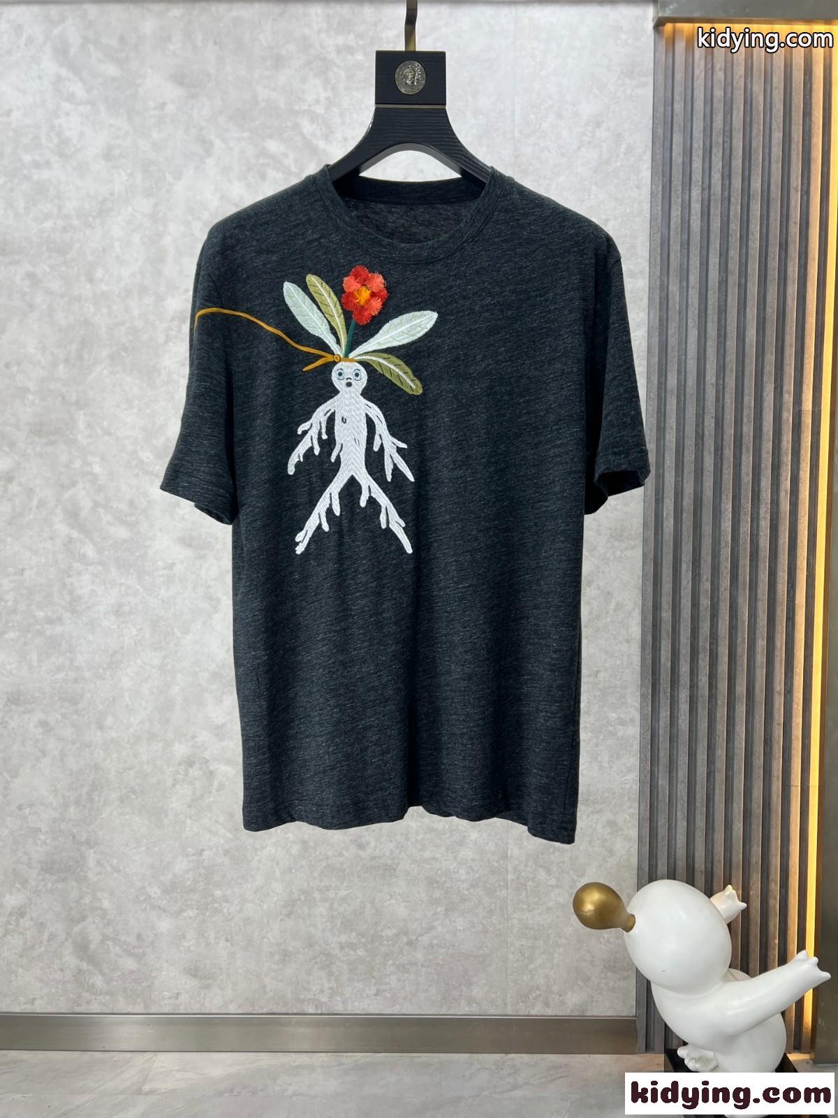 LOEWE x Suna Fujita コットン 半袖Tシャツ ロエベ Tシャツ コピー ダークグレー-0