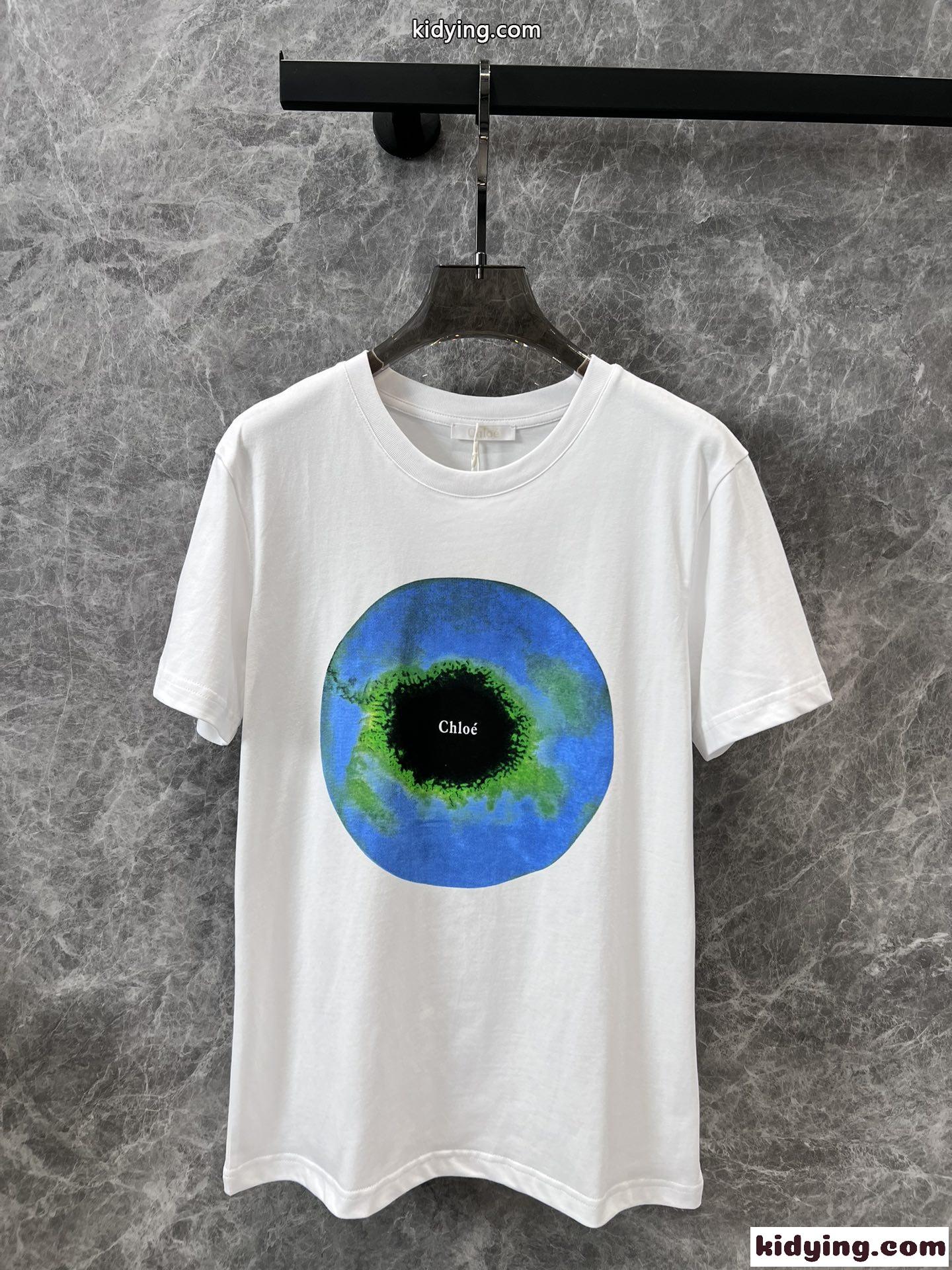 24SS 春夏 プリント 半袖Tシャツ クロエ Tシャツ コピー クルーネック-1