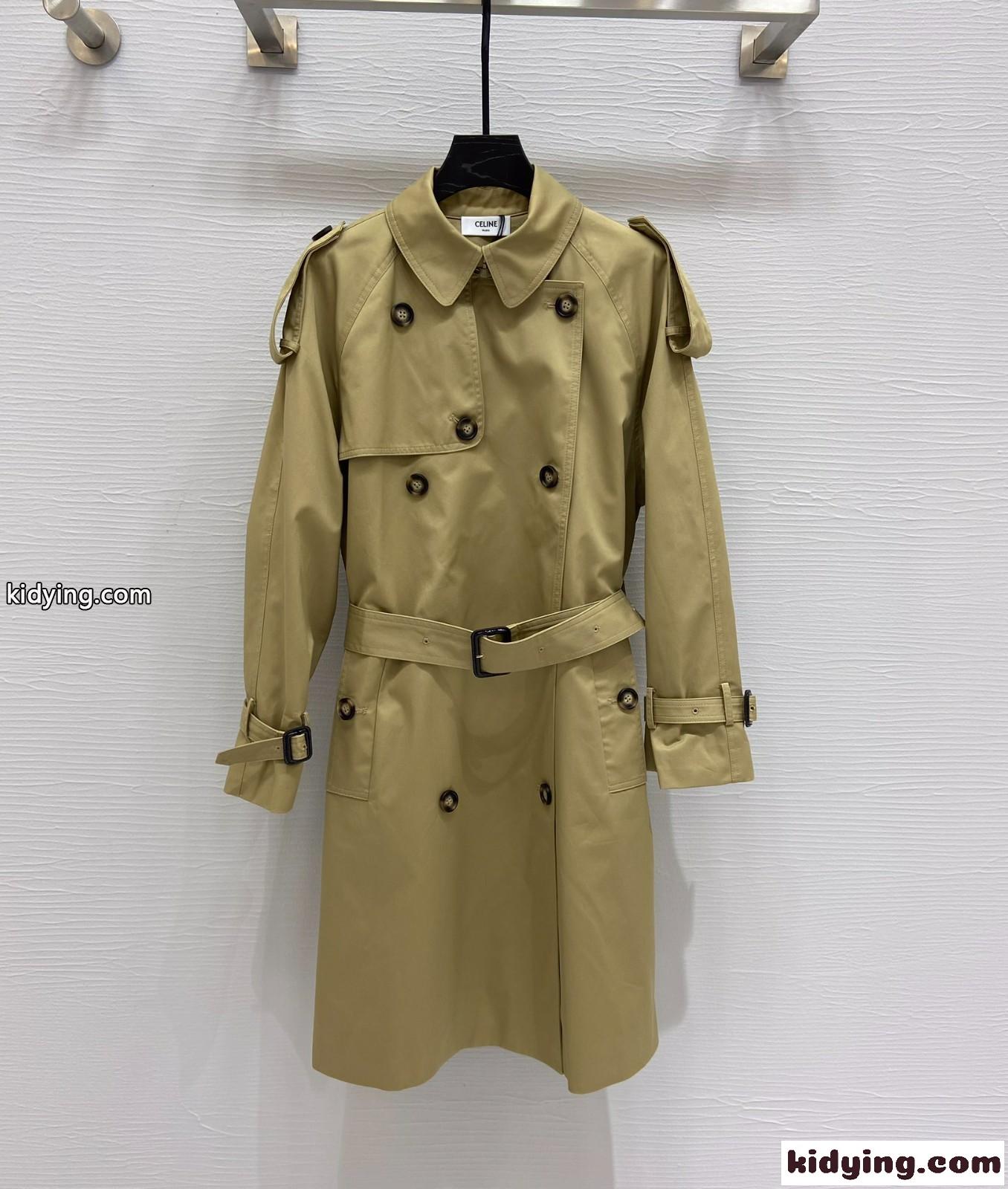 クラシック 人気 ダブルブレスト 定番 セリーヌ ジャケット コピー レディース ロング トレンチコート 無地 おしゃれ-5