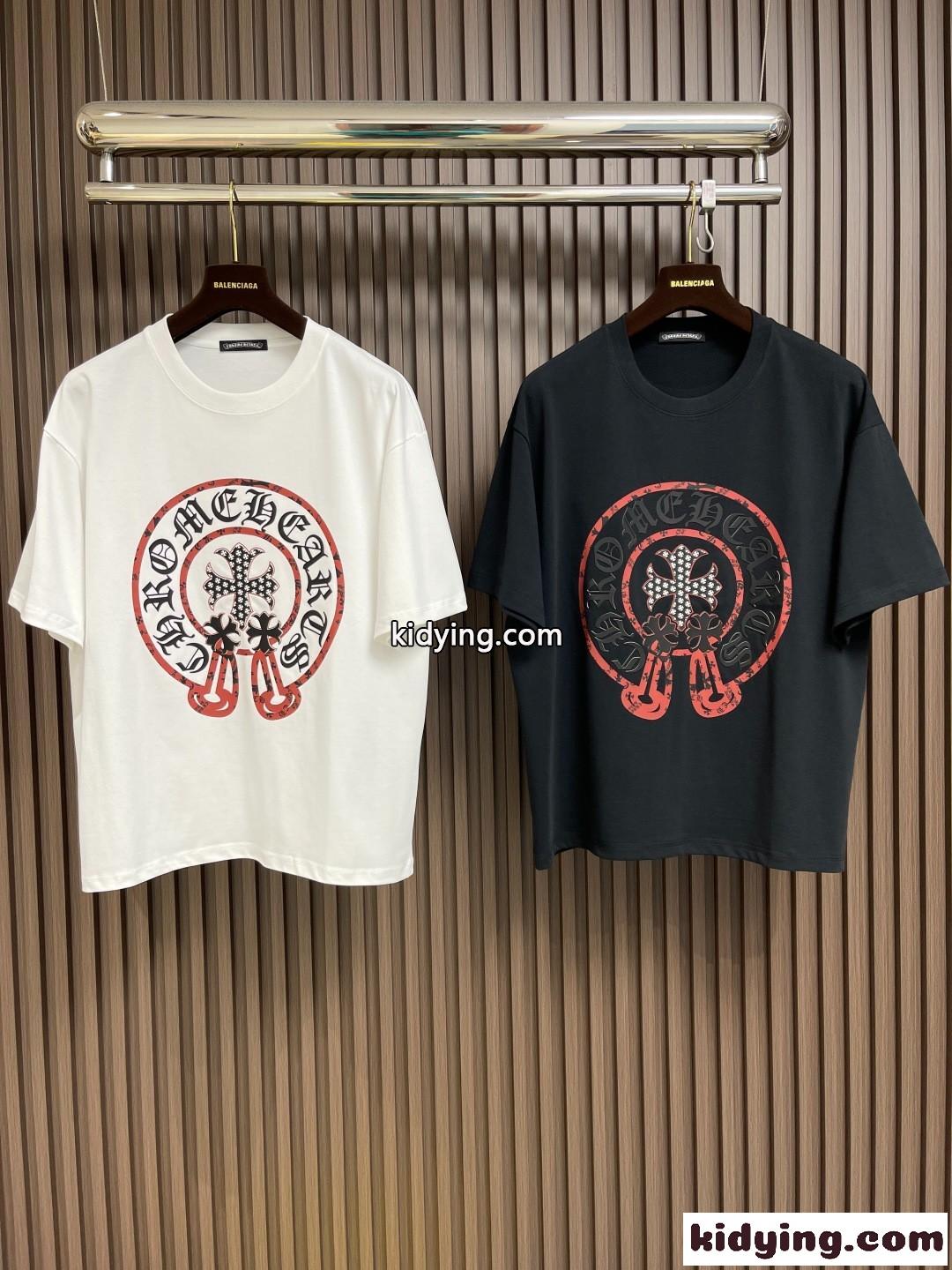 ストリート カジュアル ロゴ 半袖Tシャツ クロムハーツ Tシャツ コピー クルーネック-2