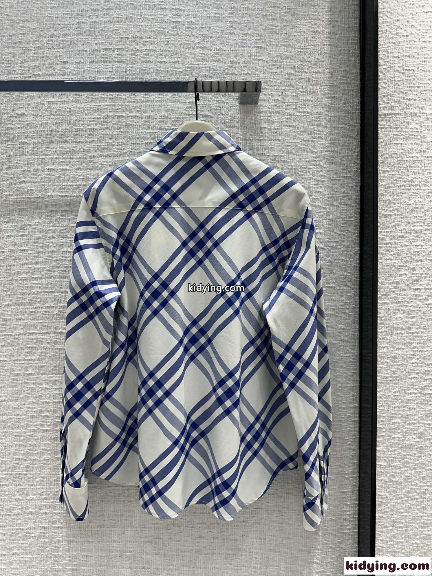 クラシック チェック コットン バーバリー シャツ コピー ブルー-4