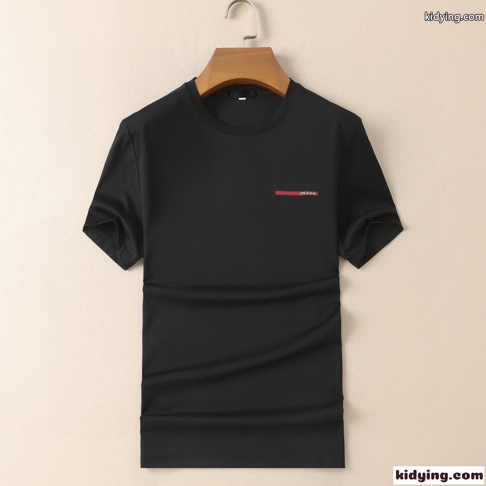 シンプル 合わせやすい クルーネック プラダ Tシャツ コピー 半袖 春夏 トップス-1