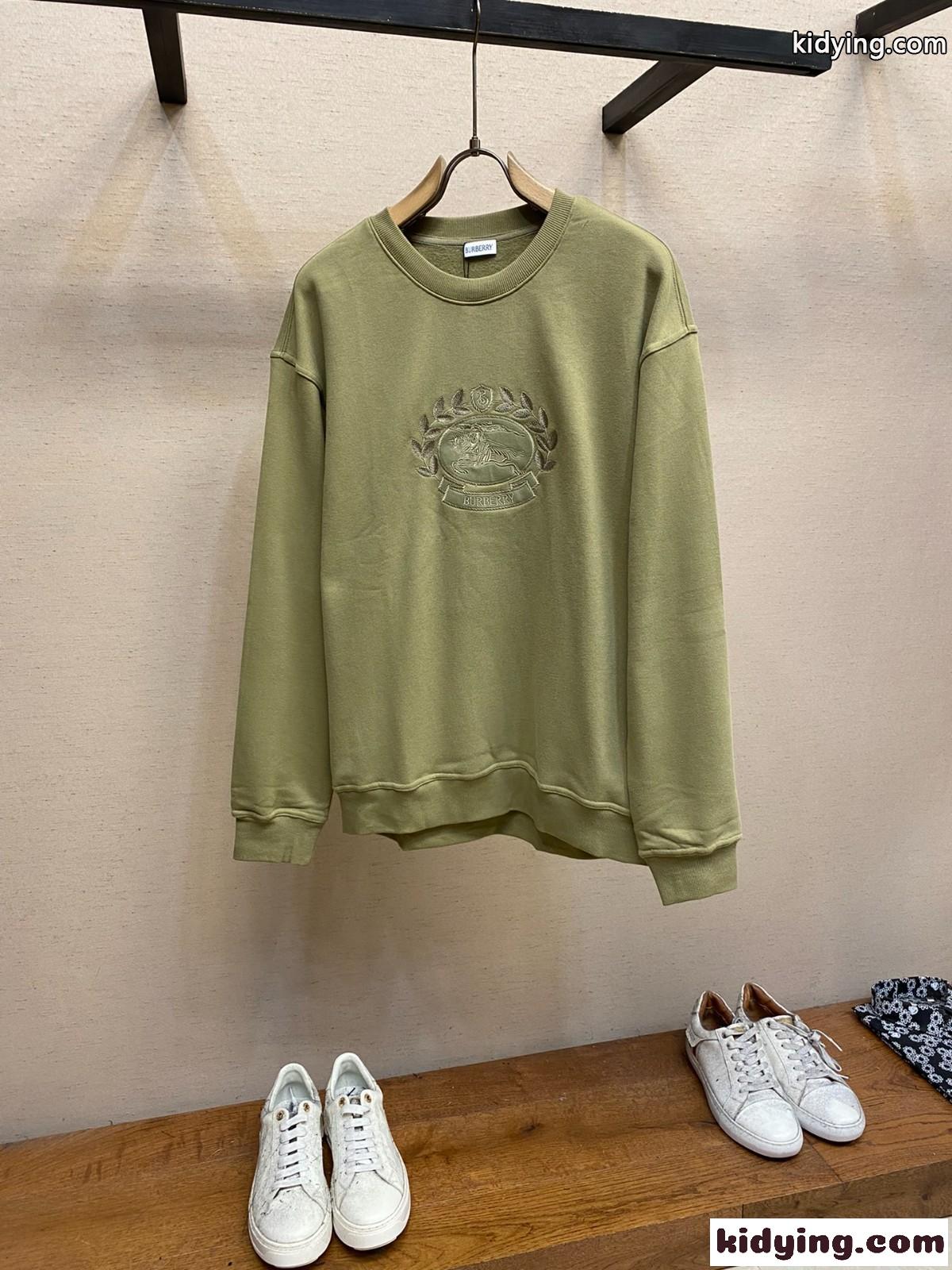 EKD コットンスウェットシャツ バーバリー Tシャツ コピー クルーネック カーキ-0