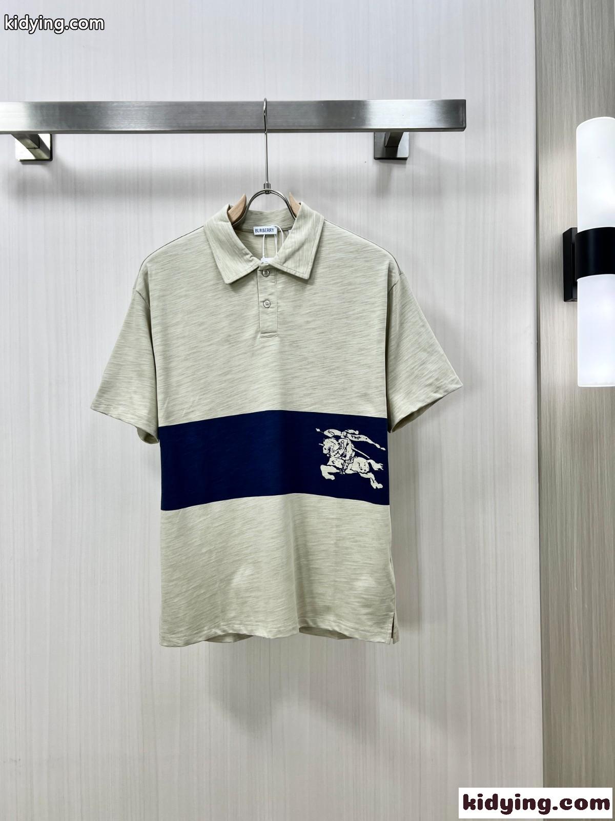 EKD ストライプ コットンポロシャツ バーバリー Tシャツ コピー カーキ-1