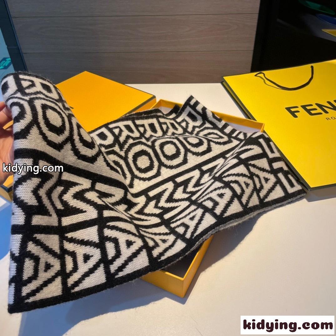 FENDI ROMA カプセル コレクション ツートン ニットマフラー フェンディ スカーフ コピー-4