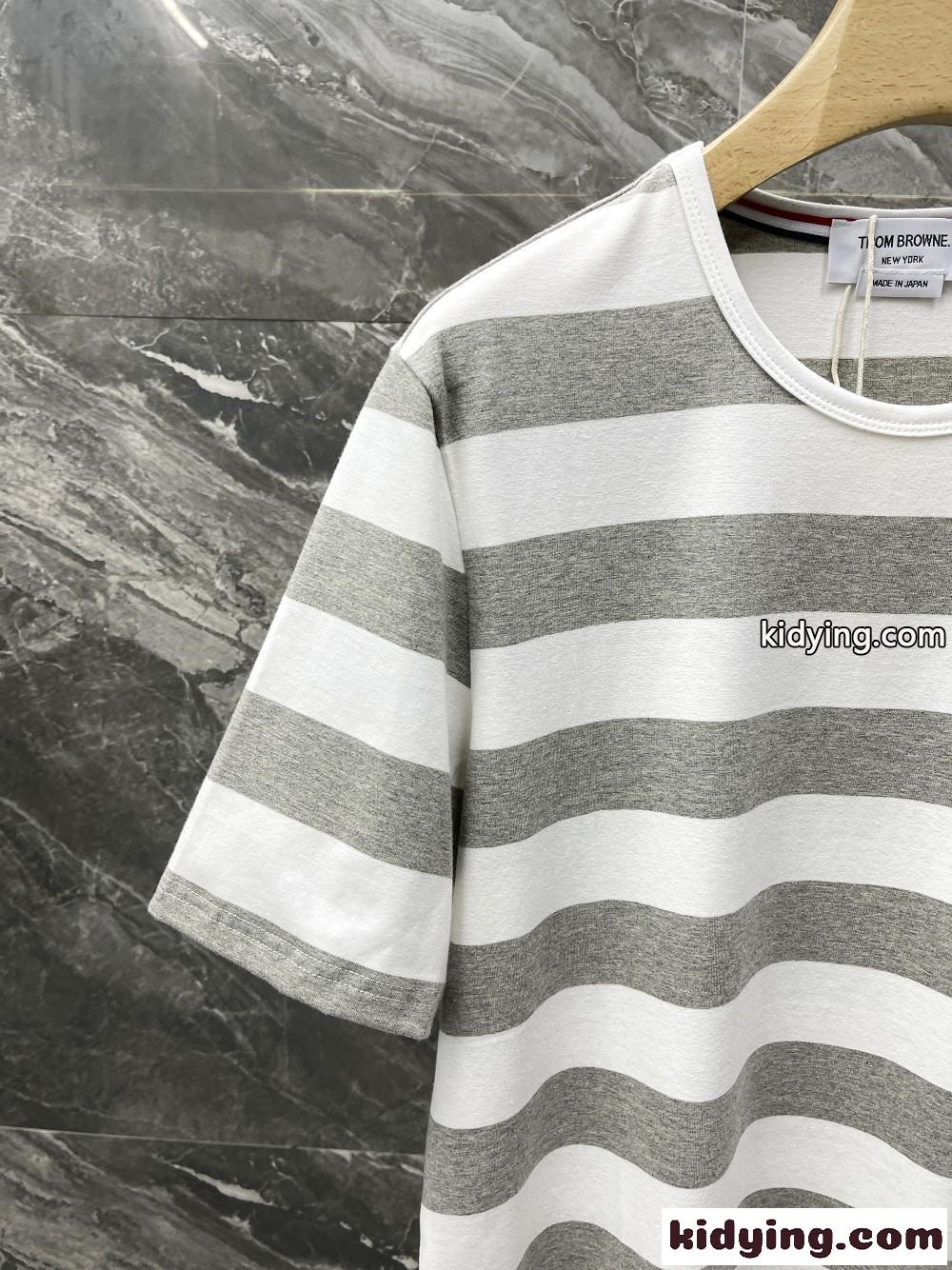 コットン 人気 カジュアル トムブラウン tシャツ コピー シンプル 爽やか 上品 ボーダー柄 半袖-4