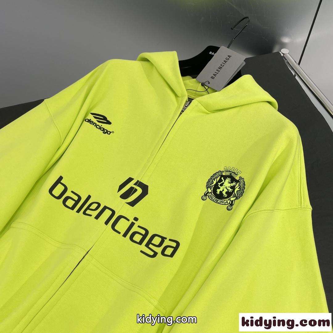 PARIS SOCCER ジップアップ フーディー バレンシアガ パーカー コピー グリーン-2