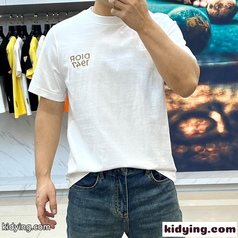 クリスチャン・ディオール 半袖Tシャツ コピー シンプル ロゴ入り クルーネック ホワイト-1