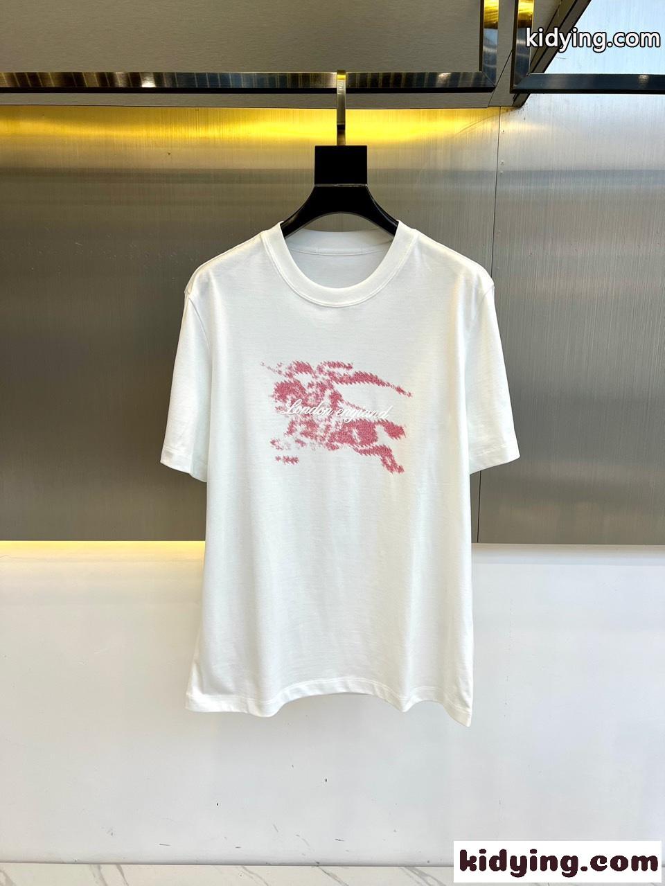 バーバリー 半袖Tシャツ コピー カジュアル ロゴ入り コットン Tシャツ ホワイト-0