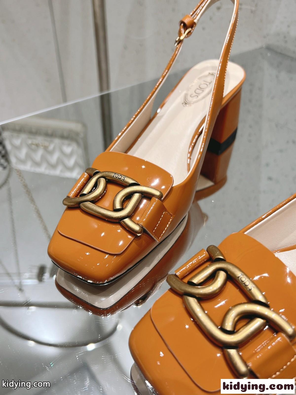 ケイト パテントレザー スリングバックパンプス トッズ パンプス コピー オレンジ-3