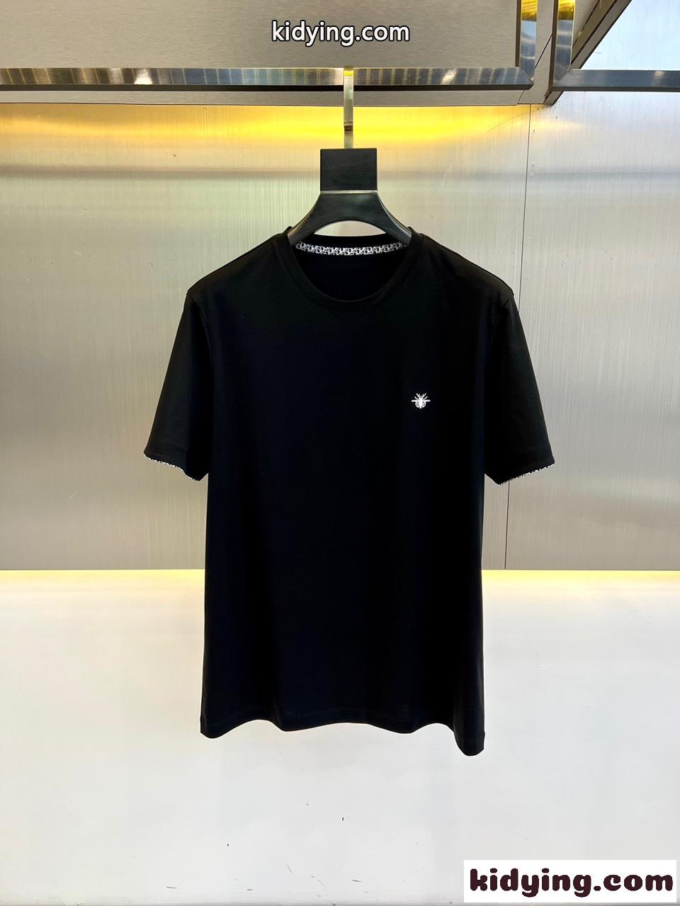 洗練された カジュアル コットン 半袖Tシャツ クリスチャン・ディオール Tシャツ コピー ブラック-0