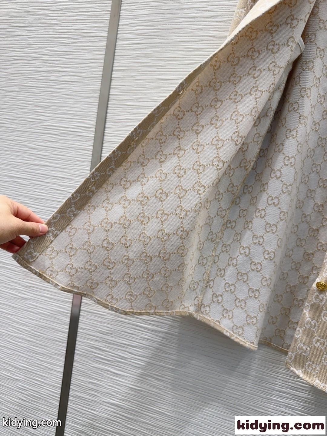 GGジャカード ロングスリーブシャツ グッチ シャツ 偽物 トップス ベージュ-3