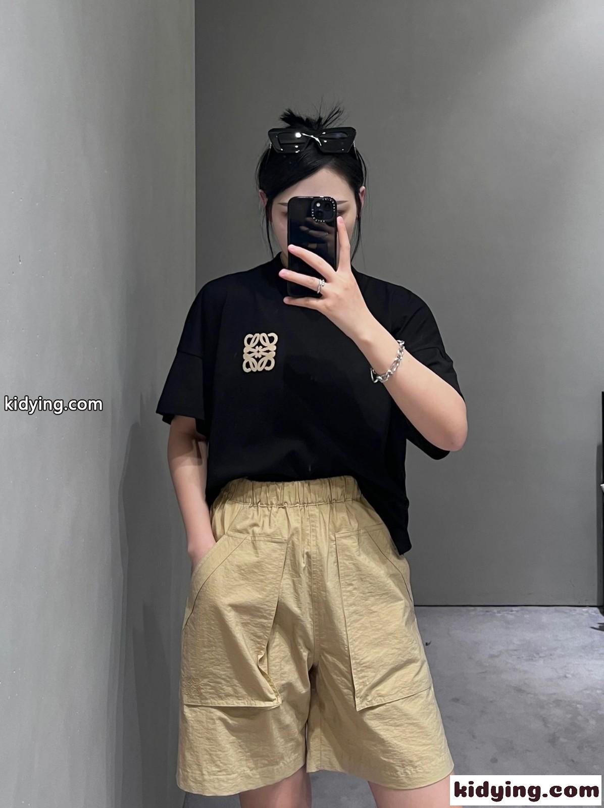 アナグラム コットン Tシャツ ロエベ Tシャツ コピー レディース ブラック-4