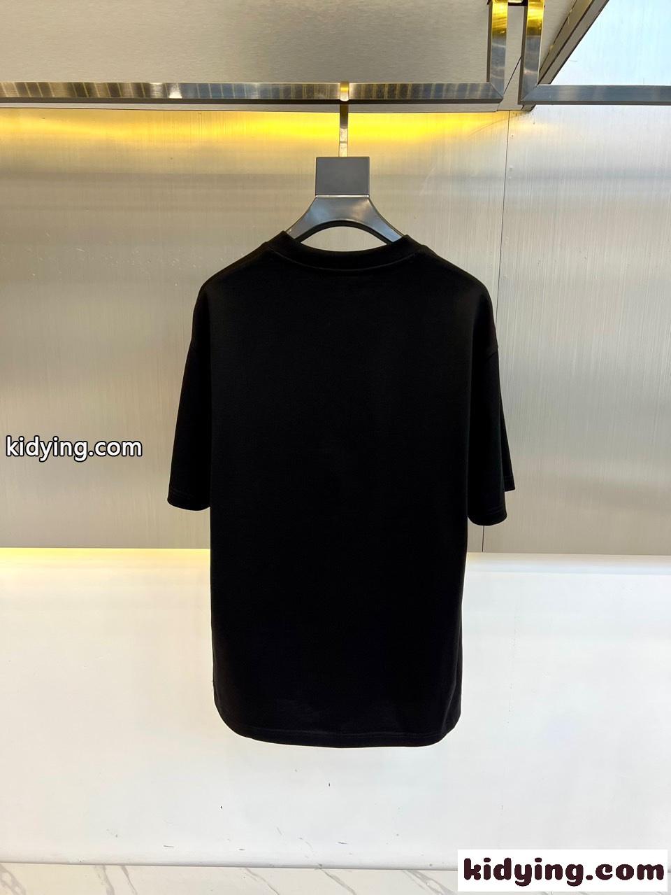 カジュアル シンプル コットン 半袖Tシャツ ルイ・ヴィトン Tシャツ コピー ブラック-4
