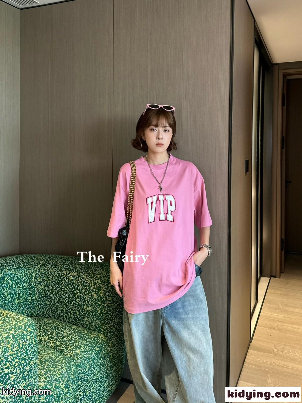 ユニセックス バレンシアガ Tシャツ コピー オーバーサイズ 半袖Tシャツ ピンク-4