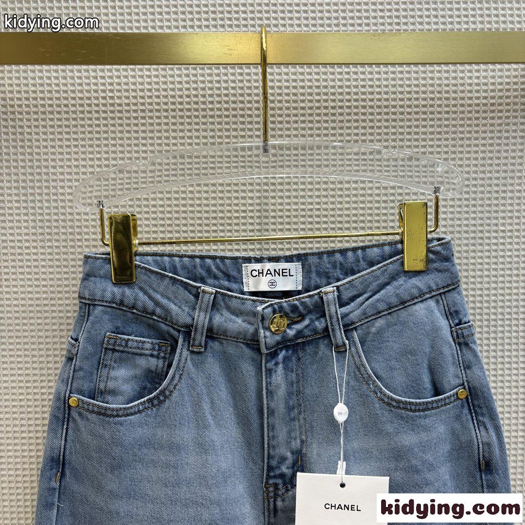 シャネル ジーンズ 偽物 カジュアル ゆったり ストレート デニムパンツ-1