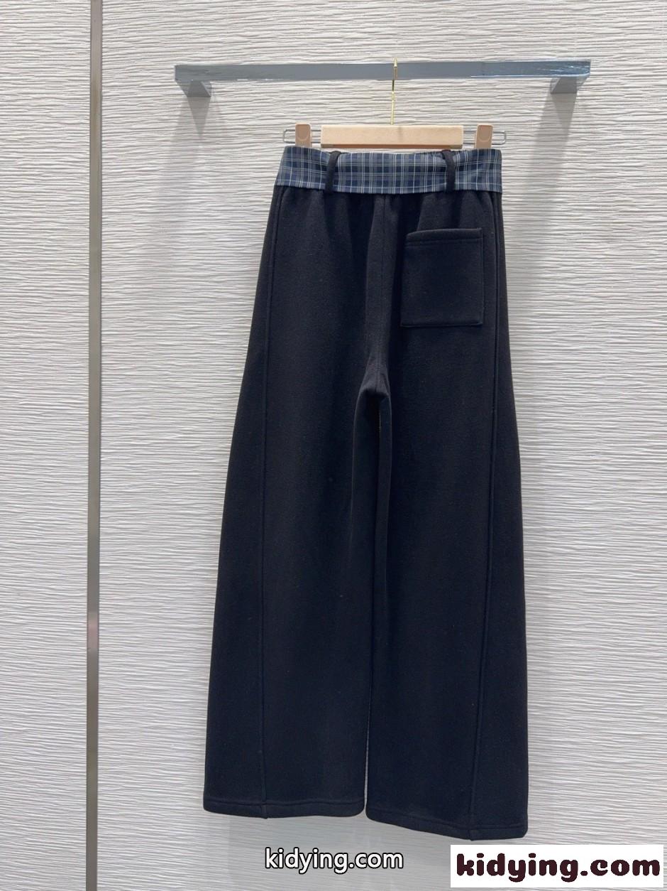 チェックベルト付き スウェットパンツ ミュウミュウ パンツ 偽物 ブラック-5