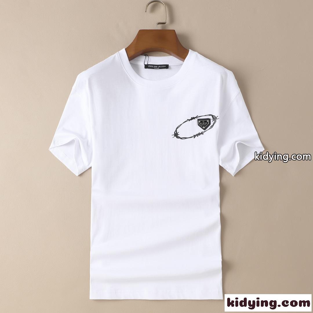 定番 カジュアル 人気 クルーネック お洒落 プルオーバー フィリッププレイン 半袖Tシャツ コピー ホワイト ブラック-0