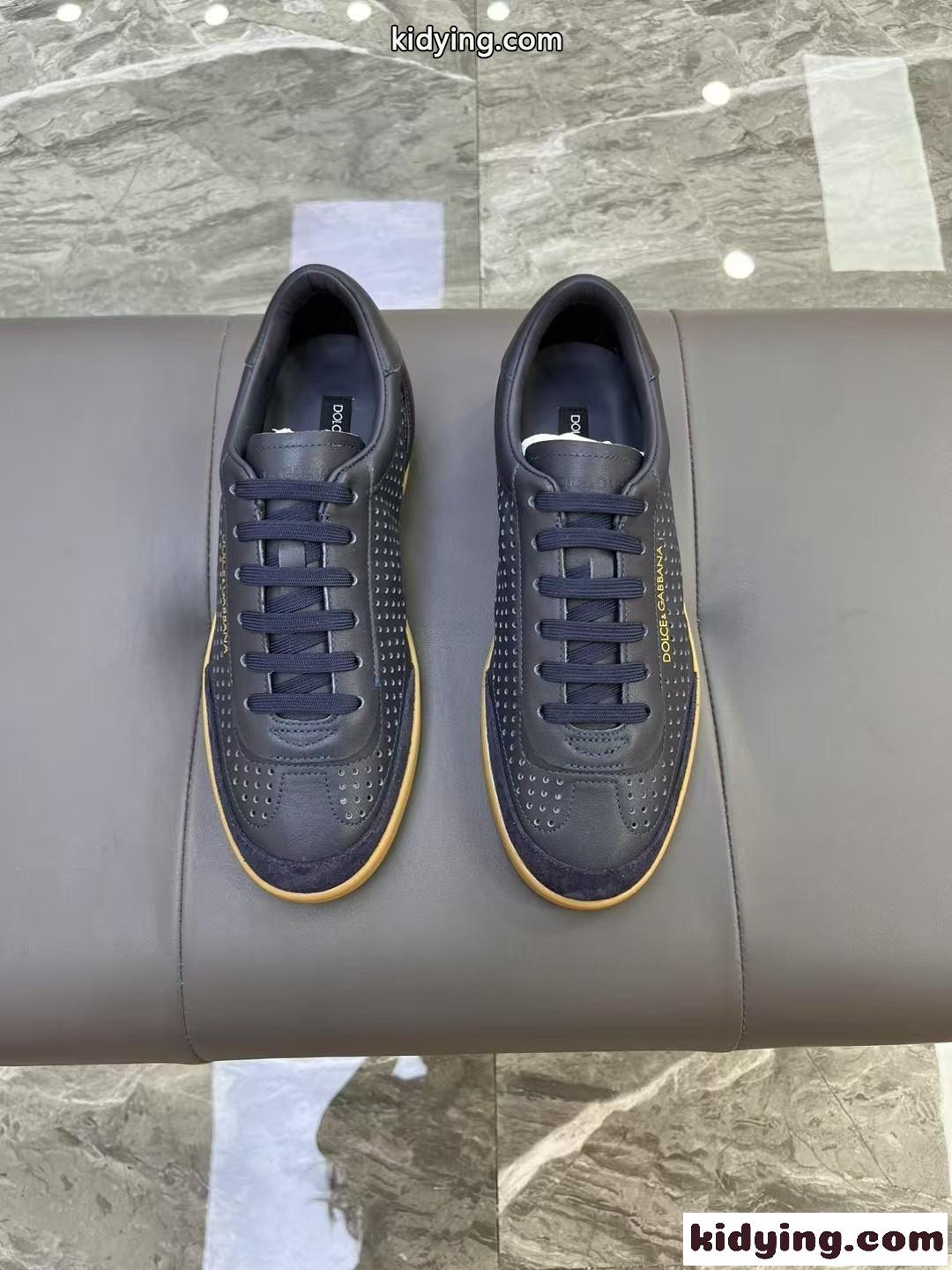 爽やか 新作 D&G サントロペ レザー スニーカー ドルチェ&ガッバーナ コピー ブルー-2