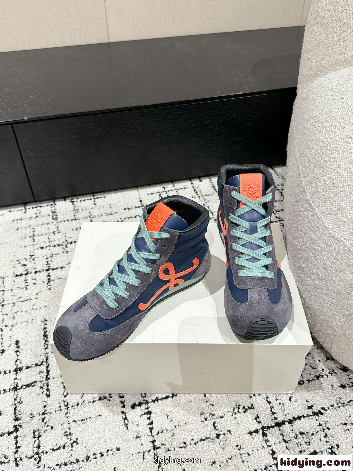 大人気新作~Flow Runner2.0 ハイトップスニーカー ロエベ スニーカー コピー ネイビー-2