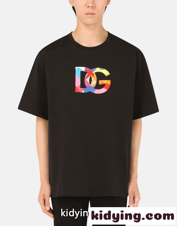 DGロゴ カジュアル ゆったり クルーネック ドルチェ&ガッバーナ Tシャツ コピー 半袖 コットン-1