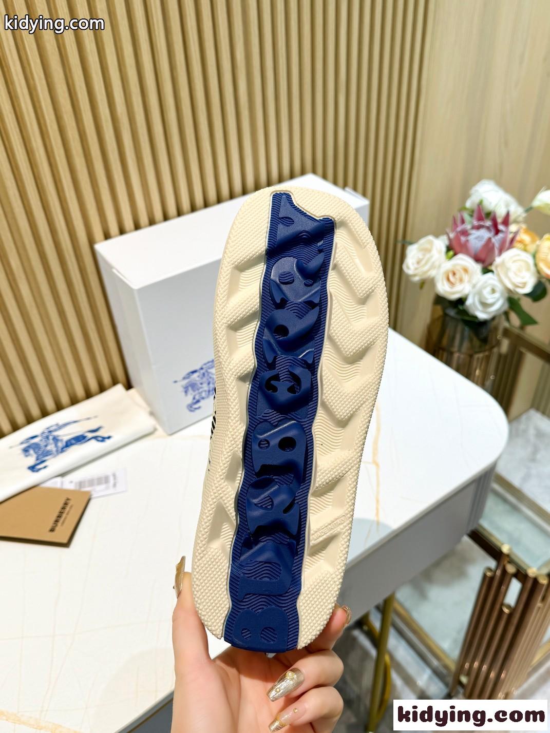 レディース メンズ 人気 バーバリー スニーカー コピー チェックニット ボックススニーカー-3