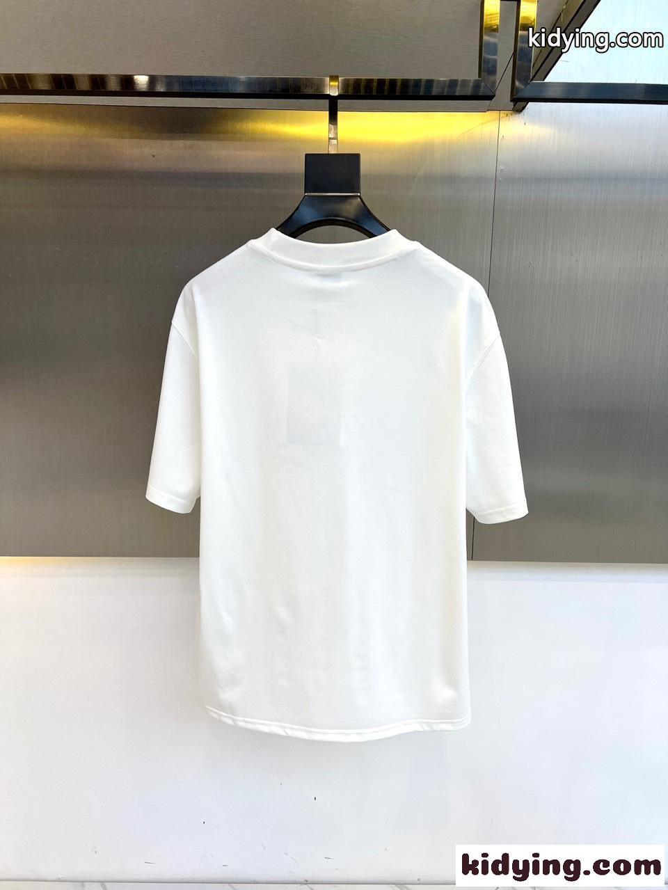 カジュアル プリント コットンTシャツ バーバリー 半袖Tシャツ コピー ホワイト-3